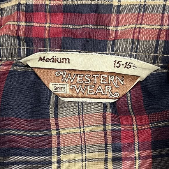 VTG Sears Western Wear Mens Pearl Snap Button Down Shirt Sz Medium (15-15.5) - Picture 5 of 6